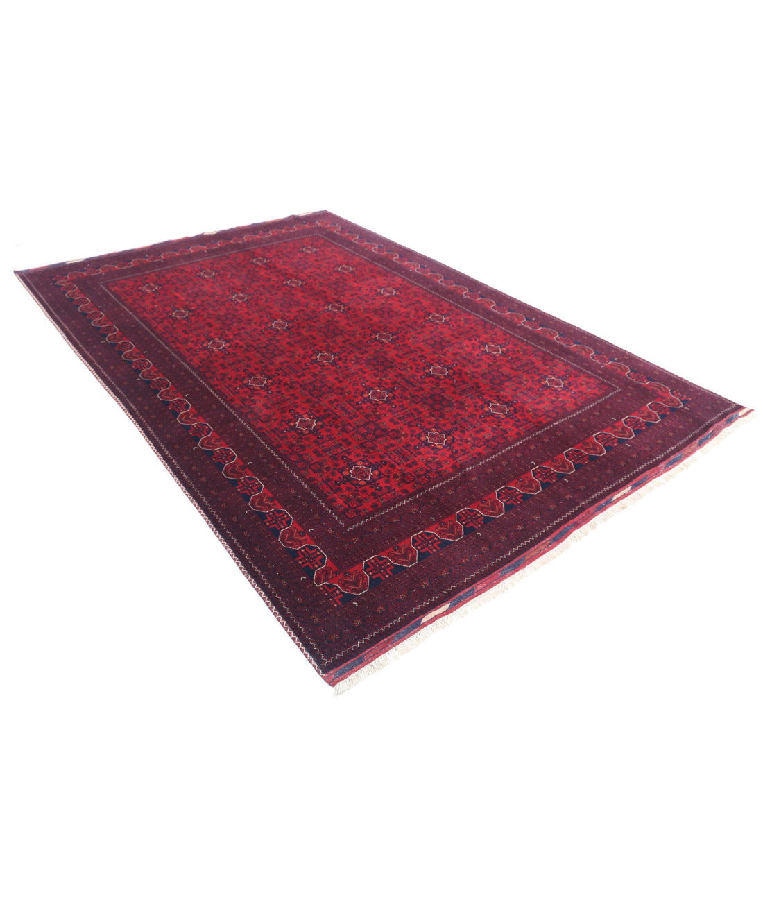 Afghan 6'7'' X 9'9'' Hand-Knotted Wool Rug 6'7'' x 9'9'' (198 X 293) / Red / Red