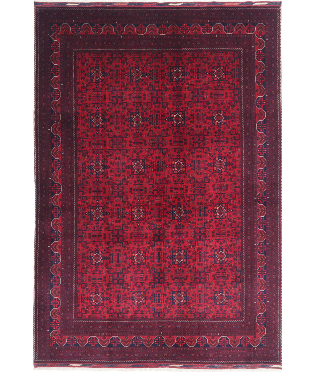 Afghan 6'7'' X 9'9'' Hand-Knotted Wool Rug 6'7'' x 9'9'' (198 X 293) / Red / Red