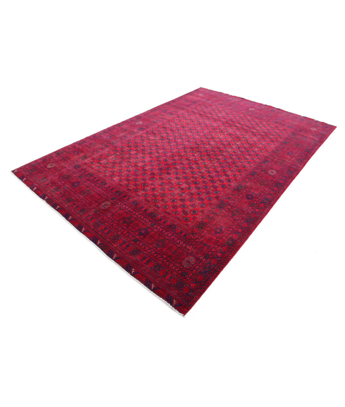 Afghan 6'5'' X 9'7'' Hand-Knotted Wool Rug 6'5'' x 9'7'' (193 X 288) / Red / Red