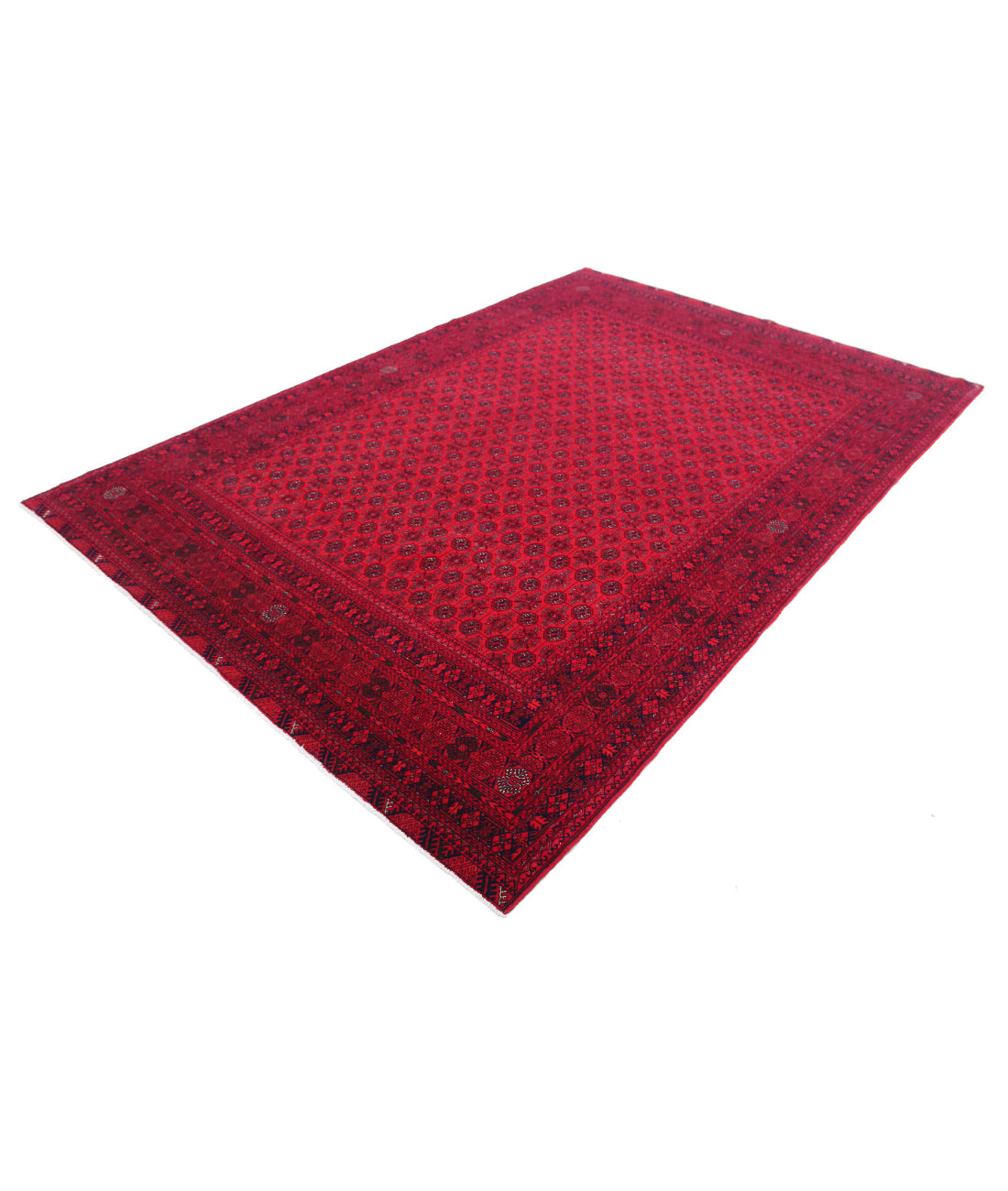 Afghan 6'6'' X 9'6'' Hand-Knotted Wool Rug 6'6'' x 9'6'' (195 X 285) / Red / Red