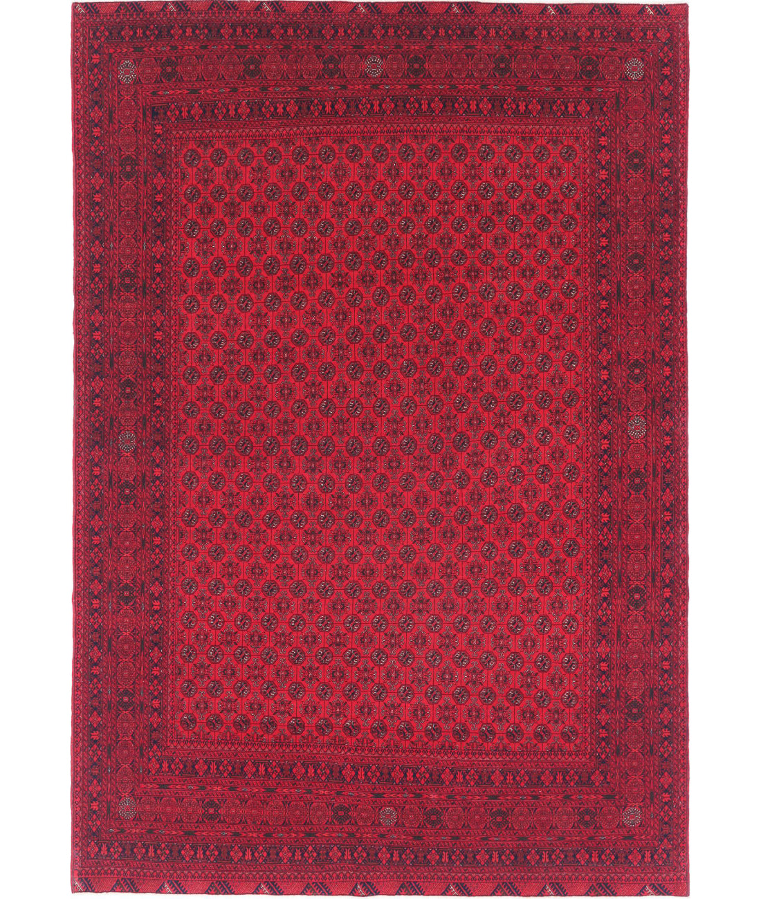 Afghan 6'6'' X 9'6'' Hand-Knotted Wool Rug 6'6'' x 9'6'' (195 X 285) / Red / Red