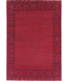 Afghan 6'6'' X 9'6'' Hand-Knotted Wool Rug 6'6'' x 9'6'' (195 X 285) / Red / Red