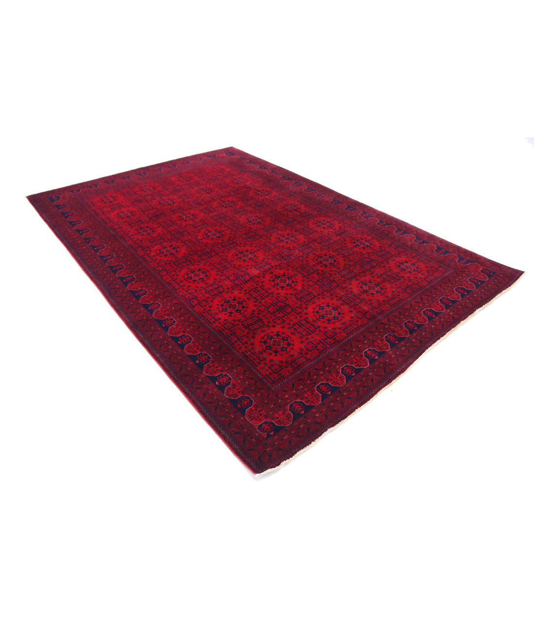 Afghan 6'6'' X 9'8'' Hand-Knotted Wool Rug 6'6'' x 9'8'' (195 X 290) / Red / Red