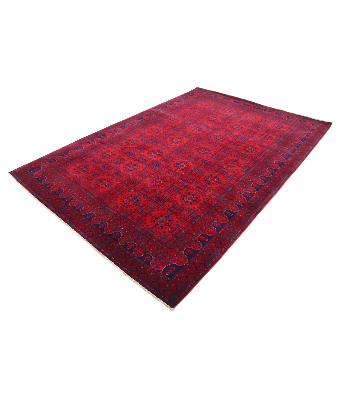 Afghan 6'6'' X 9'8'' Hand-Knotted Wool Rug 6'6'' x 9'8'' (195 X 290) / Red / Red