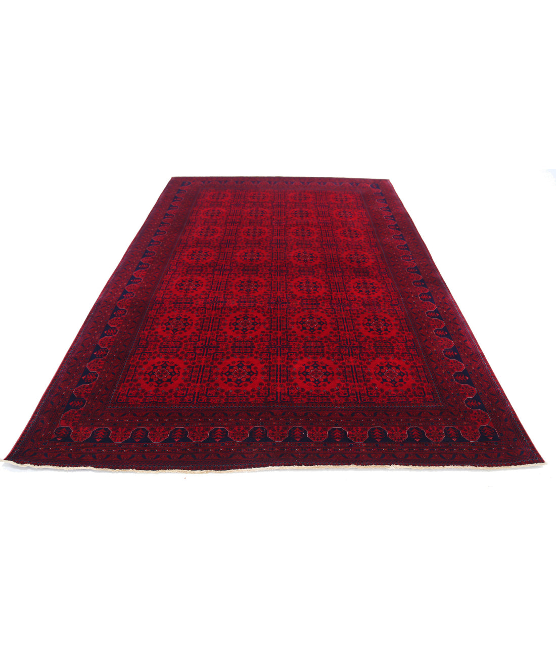 Afghan 6'6'' X 9'8'' Hand-Knotted Wool Rug 6'6'' x 9'8'' (195 X 290) / Red / Red