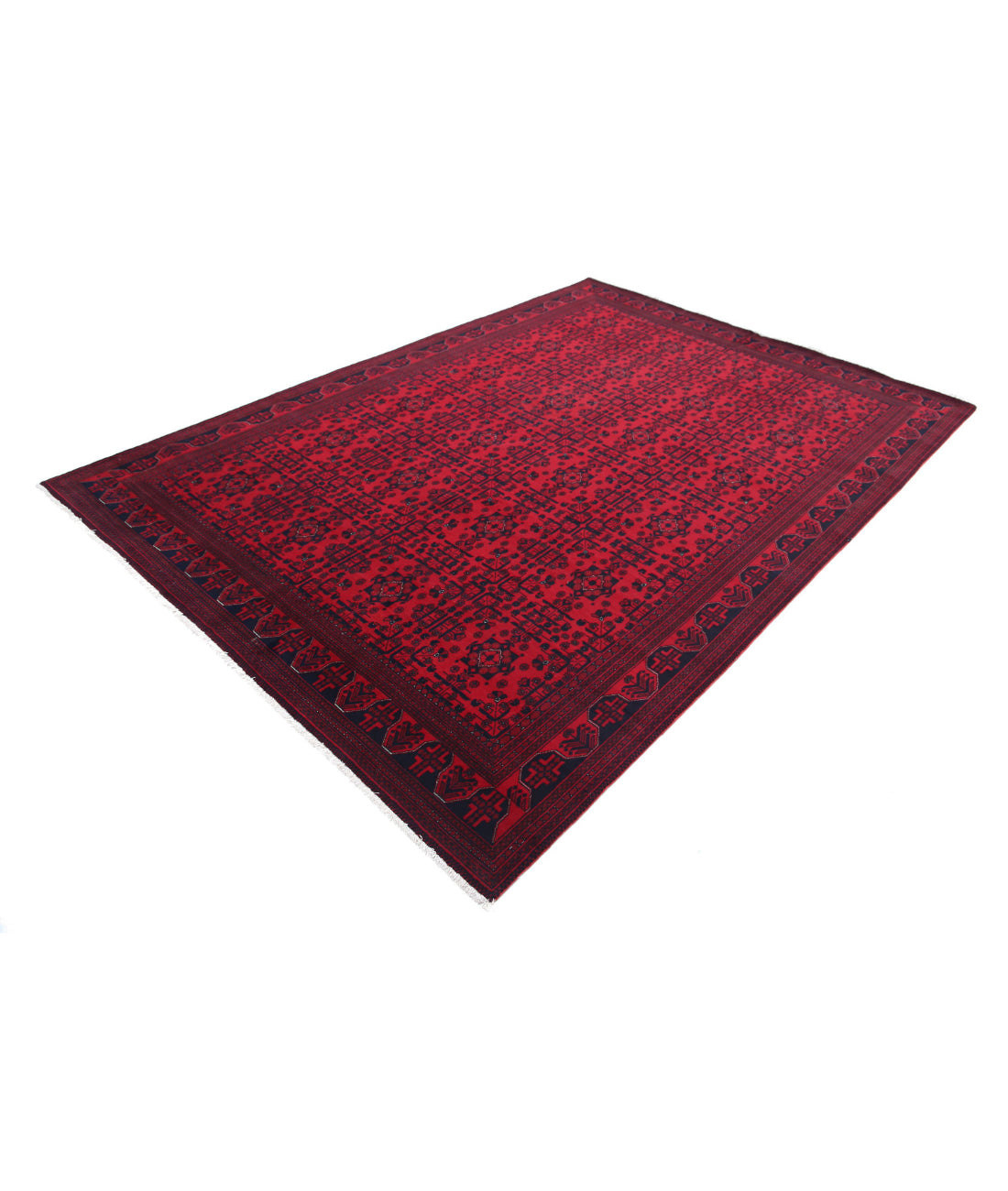 Afghan 6'6'' X 9'2'' Hand-Knotted Wool Rug 6'6'' x 9'2'' (195 X 275) / Red / Red