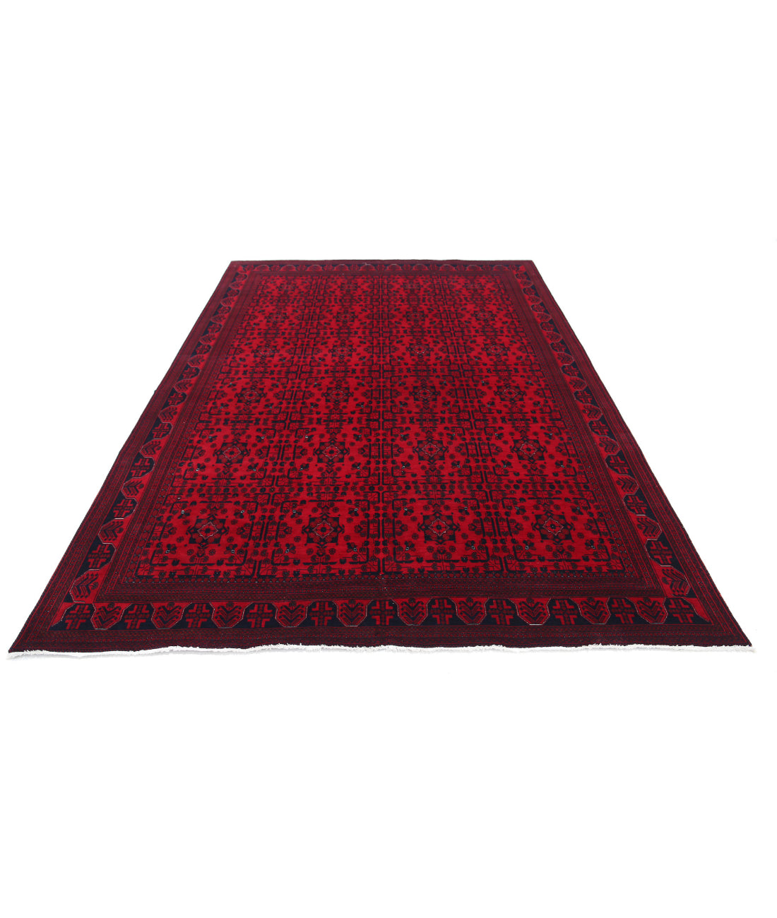 Afghan 6'6'' X 9'2'' Hand-Knotted Wool Rug 6'6'' x 9'2'' (195 X 275) / Red / Red