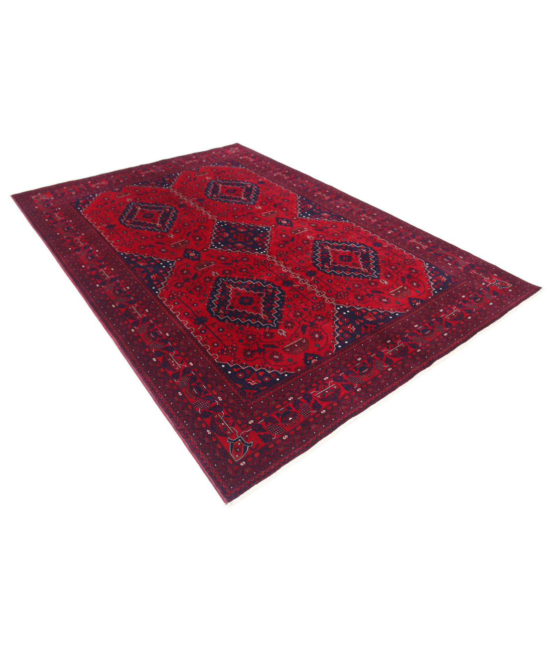 Afghan 6'7'' X 9'6'' Hand-Knotted Wool Rug 6'7'' x 9'6'' (198 X 285) / Red / Red