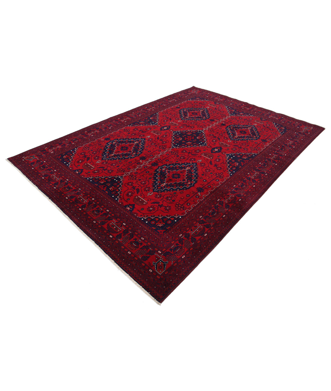 Afghan 6'7'' X 9'6'' Hand-Knotted Wool Rug 6'7'' x 9'6'' (198 X 285) / Red / Red