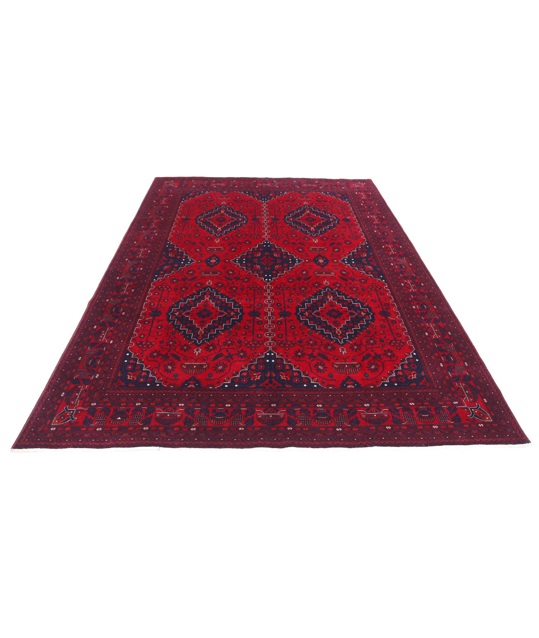 Afghan 6'7'' X 9'6'' Hand-Knotted Wool Rug 6'7'' x 9'6'' (198 X 285) / Red / Red