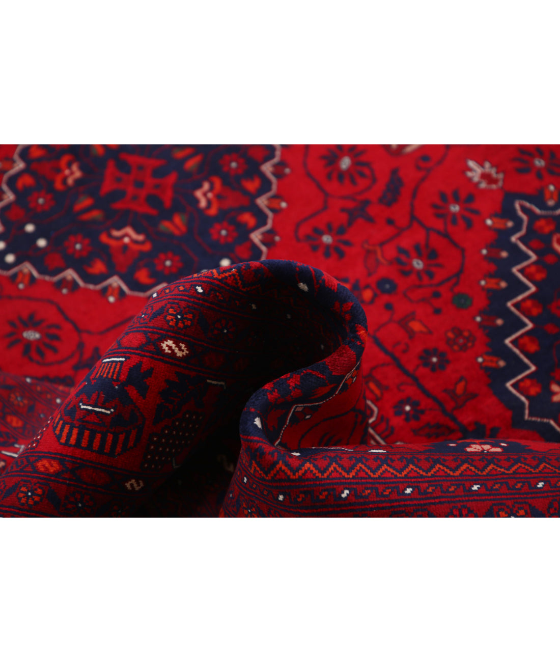 Afghan 6'7'' X 9'6'' Hand-Knotted Wool Rug 6'7'' x 9'6'' (198 X 285) / Red / Red