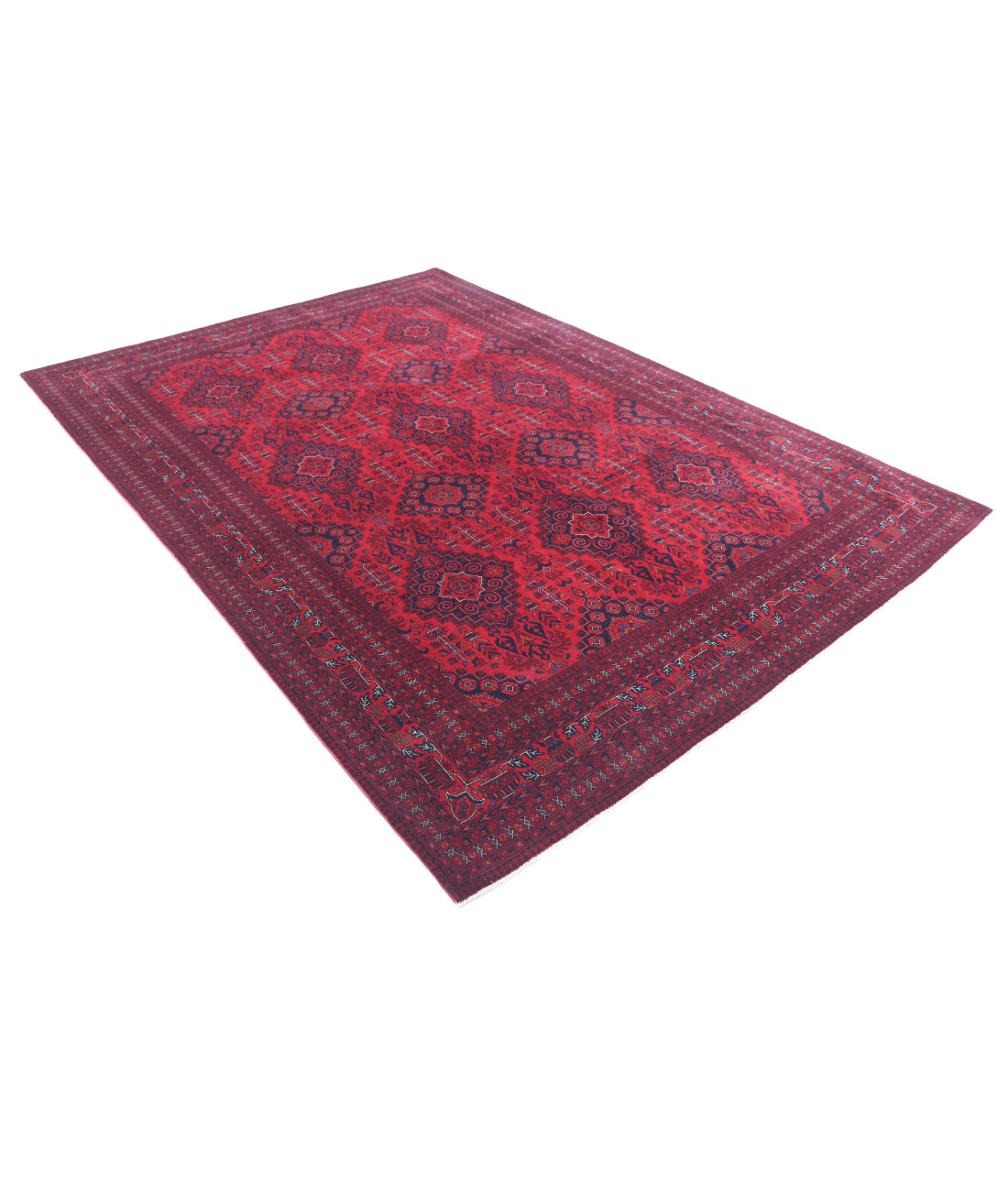 Afghan 6'8'' X 9'8'' Hand-Knotted Wool Rug 6'8'' x 9'8'' (200 X 290) / Red / Red