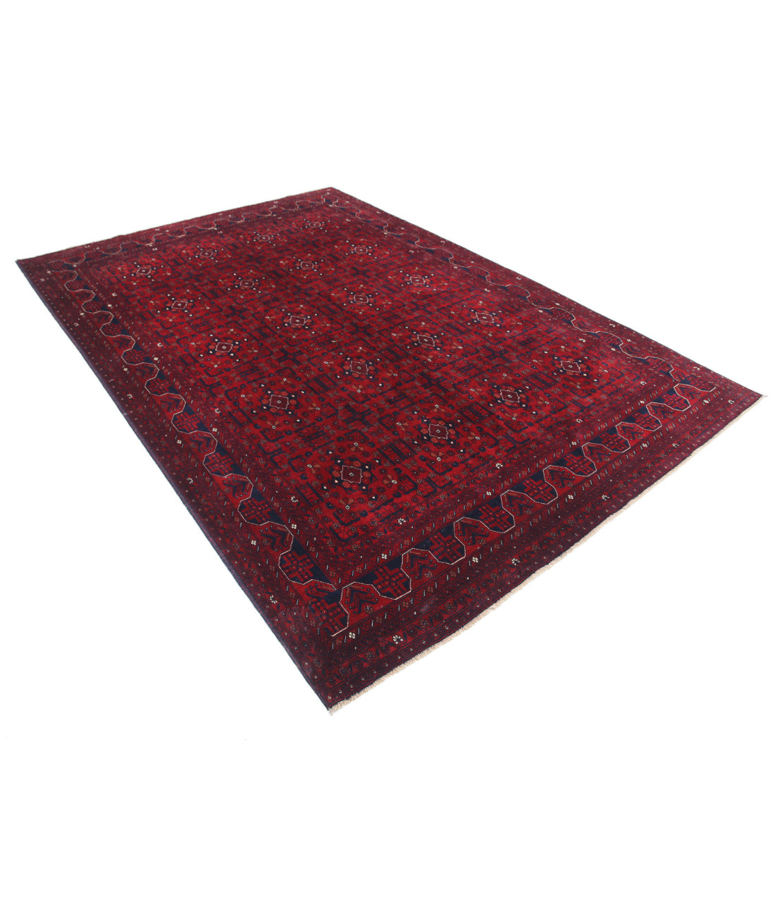 Afghan 6'7'' X 9'8'' Hand-Knotted Wool Rug 6'7'' x 9'8'' (198 X 290) / Red / Red