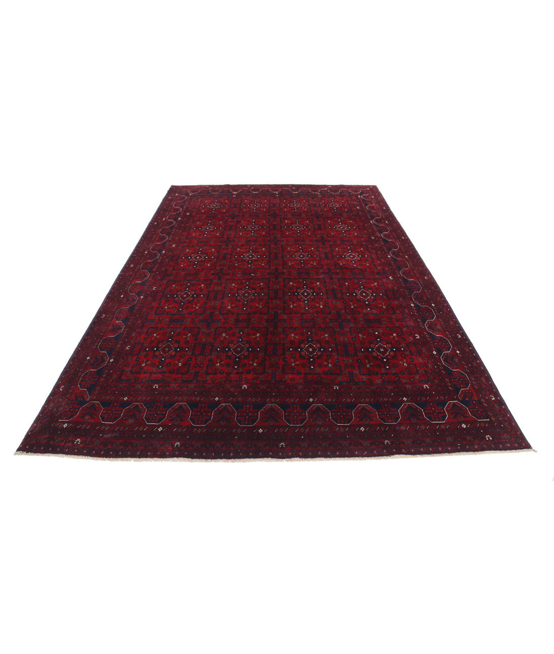 Afghan 6'7'' X 9'8'' Hand-Knotted Wool Rug 6'7'' x 9'8'' (198 X 290) / Red / Red