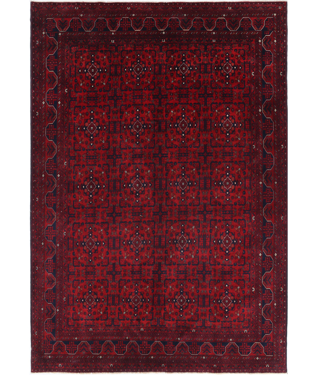 Afghan 6'7'' X 9'8'' Hand-Knotted Wool Rug 6'7'' x 9'8'' (198 X 290) / Red / Red