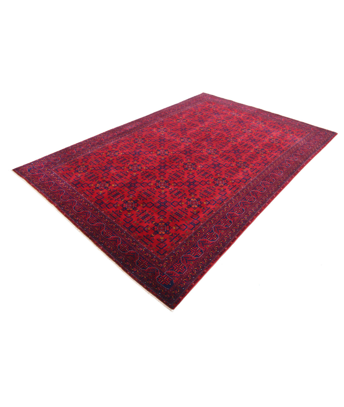 Afghan 6'5'' X 9'8'' Hand-Knotted Wool Rug 6'5'' x 9'8'' (193 X 290) / Red / Red