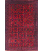 Afghan 6'5'' X 9'8'' Hand-Knotted Wool Rug 6'5'' x 9'8'' (193 X 290) / Red / Red