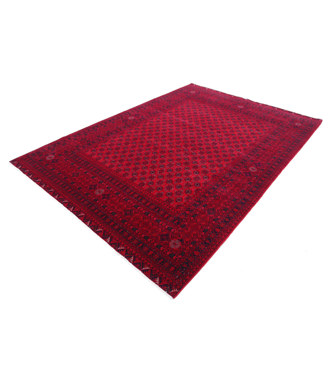 Afghan 6'6'' X 9'3'' Hand-Knotted Wool Rug 6'6'' x 9'3'' (195 X 278) / Red / Red