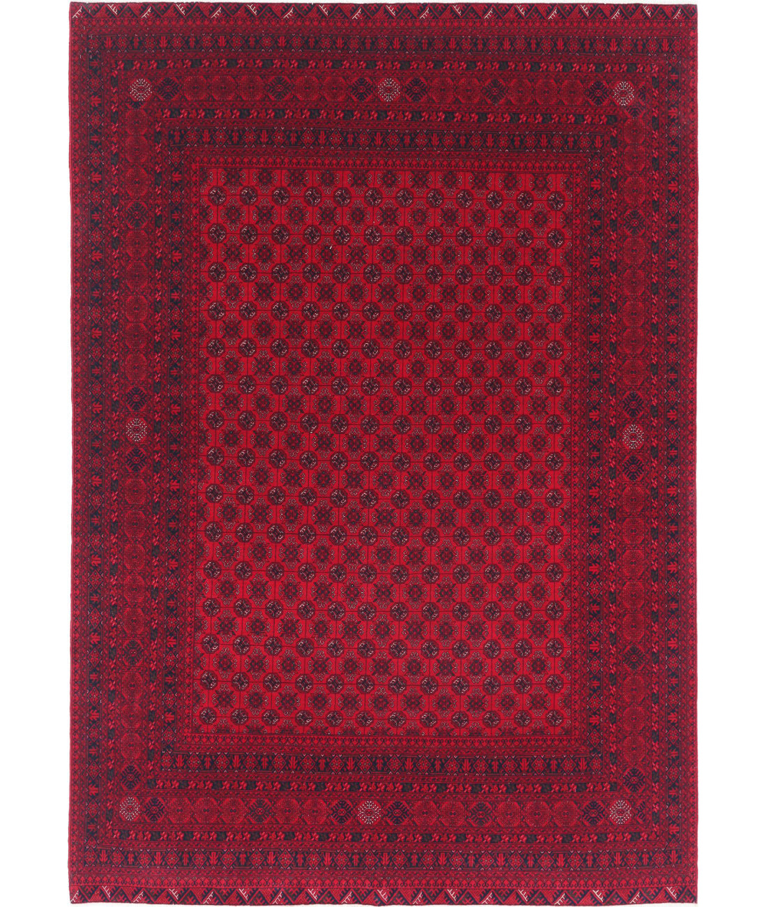 Afghan 6'6'' X 9'3'' Hand-Knotted Wool Rug 6'6'' x 9'3'' (195 X 278) / Red / Red