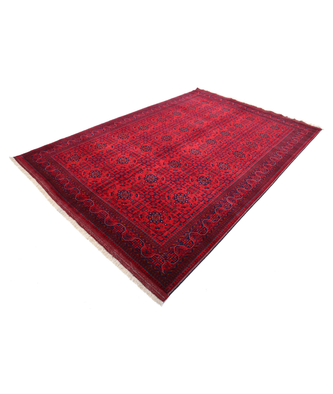 Afghan 6'8'' X 9'7'' Hand-Knotted Wool Rug 6'8'' x 9'7'' (200 X 288) / Red / Red