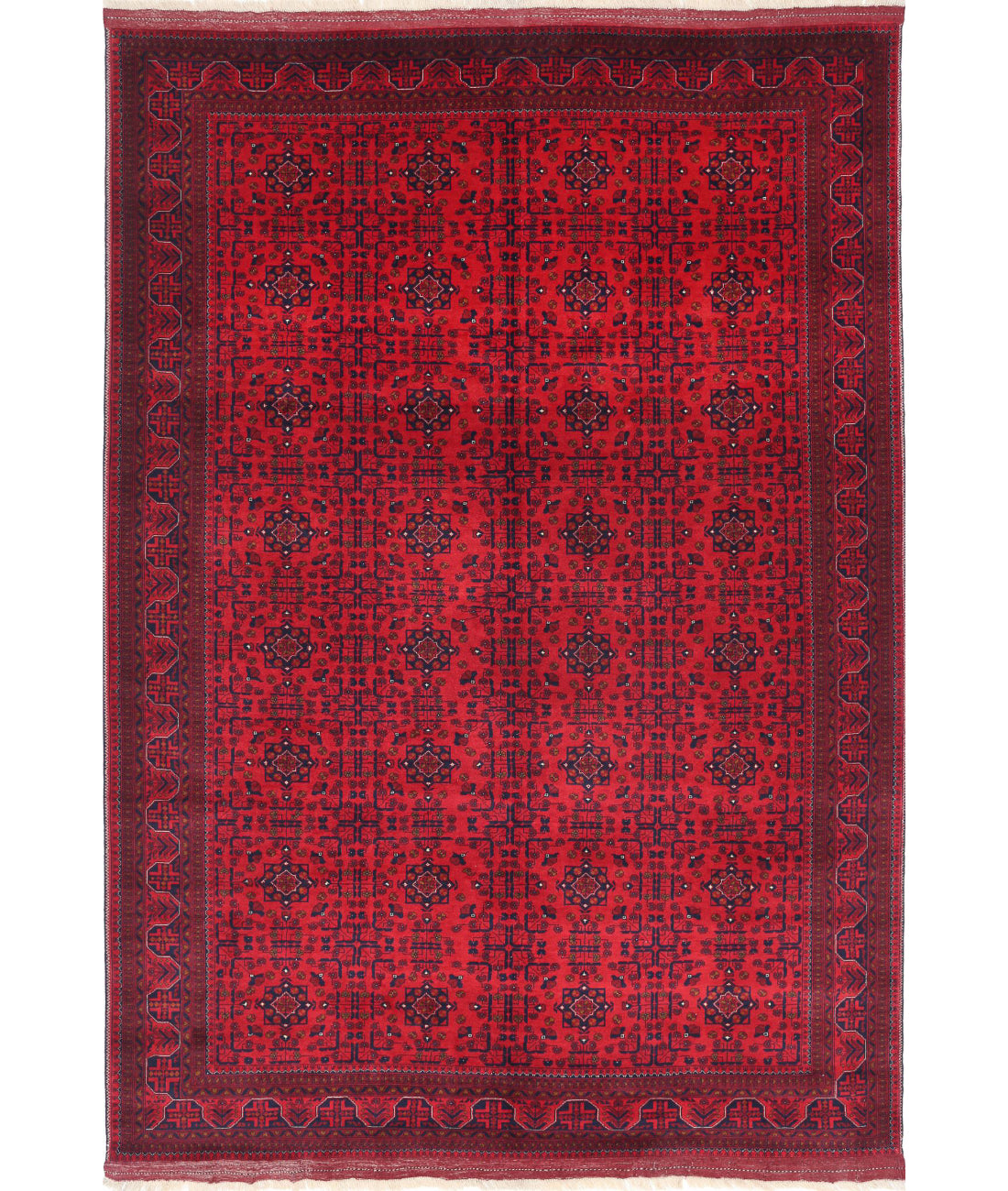 Afghan 6'8'' X 9'7'' Hand-Knotted Wool Rug 6'8'' x 9'7'' (200 X 288) / Red / Red