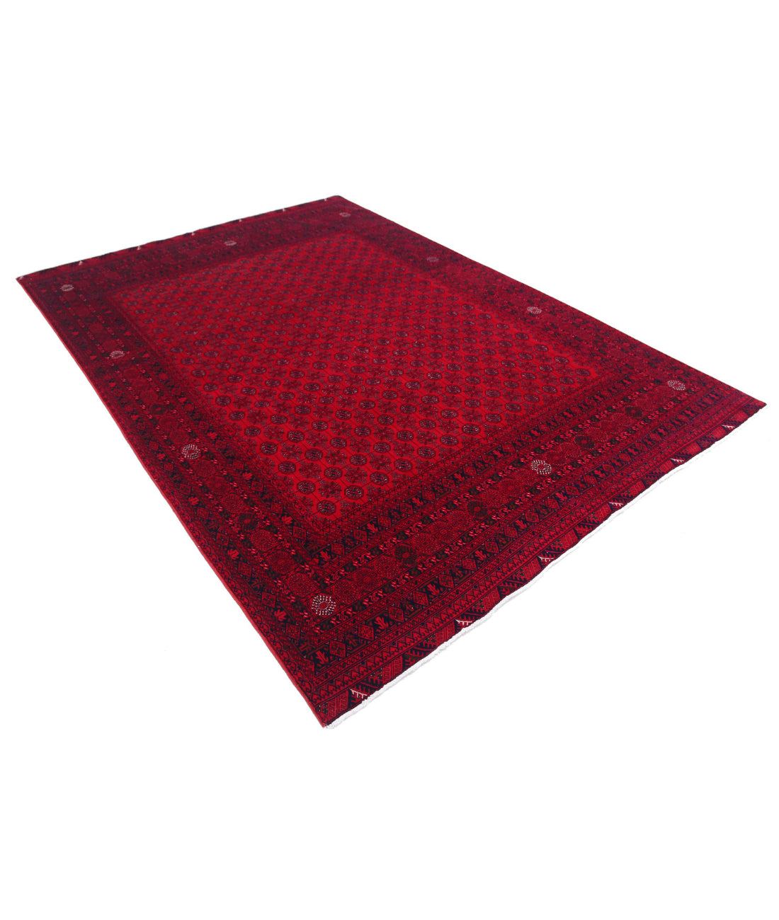 Afghan 6'7'' X 9'4'' Hand-Knotted Wool Rug 6'7'' x 9'4'' (198 X 280) / Red / Red