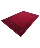 Afghan 6'7'' X 9'4'' Hand-Knotted Wool Rug 6'7'' x 9'4'' (198 X 280) / Red / Red