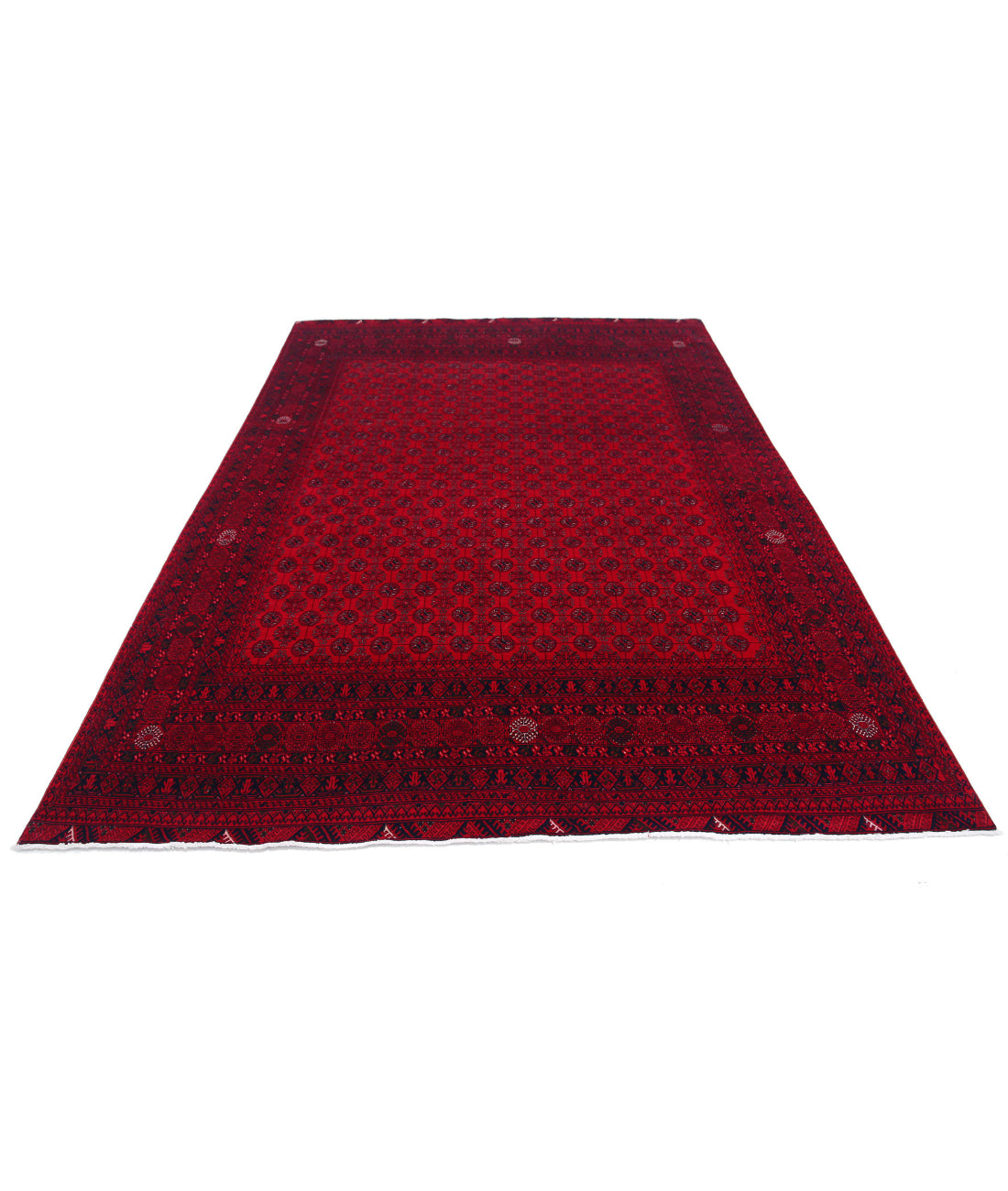 Afghan 6'7'' X 9'4'' Hand-Knotted Wool Rug 6'7'' x 9'4'' (198 X 280) / Red / Red