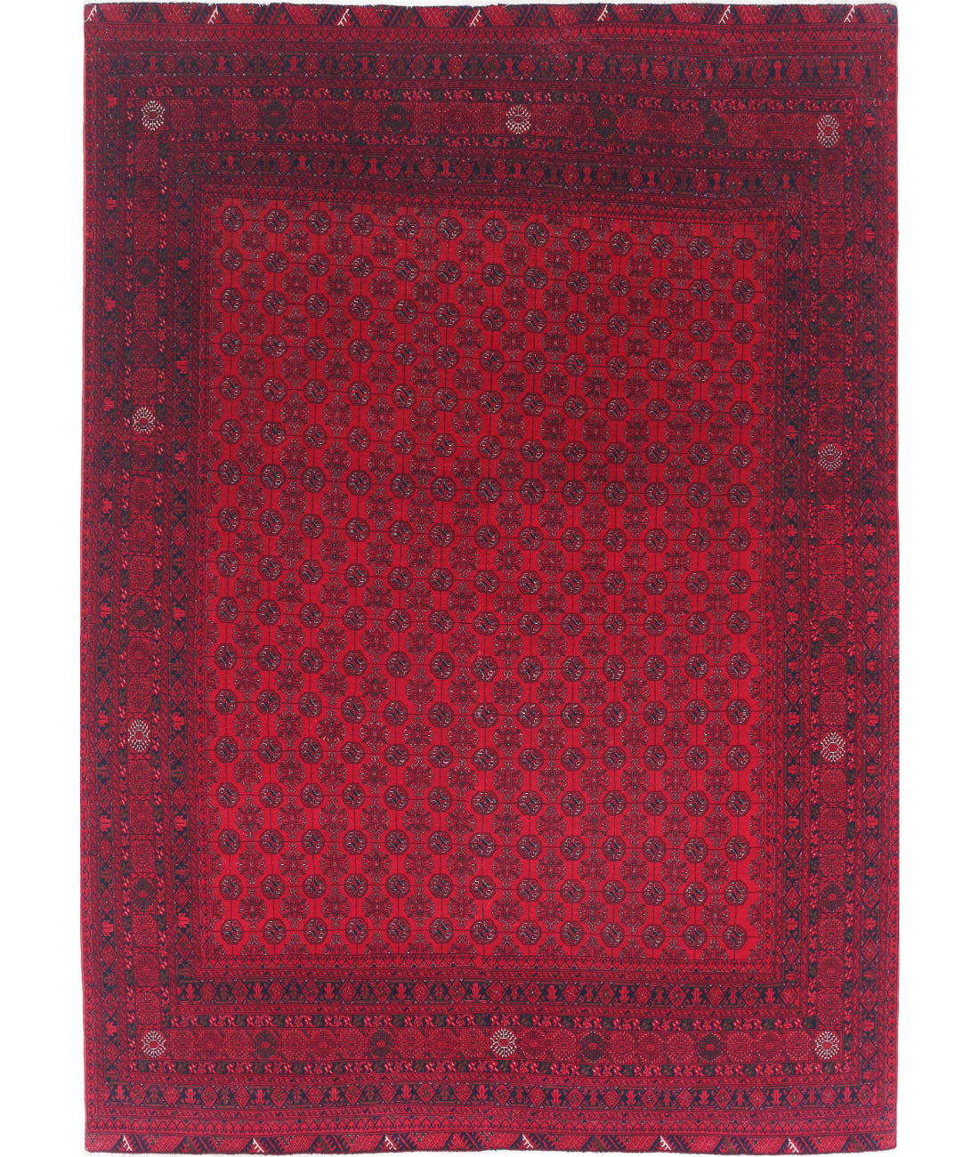 Afghan 6'7'' X 9'4'' Hand-Knotted Wool Rug 6'7'' x 9'4'' (198 X 280) / Red / Red