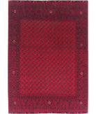 Afghan 6'7'' X 9'4'' Hand-Knotted Wool Rug 6'7'' x 9'4'' (198 X 280) / Red / Red