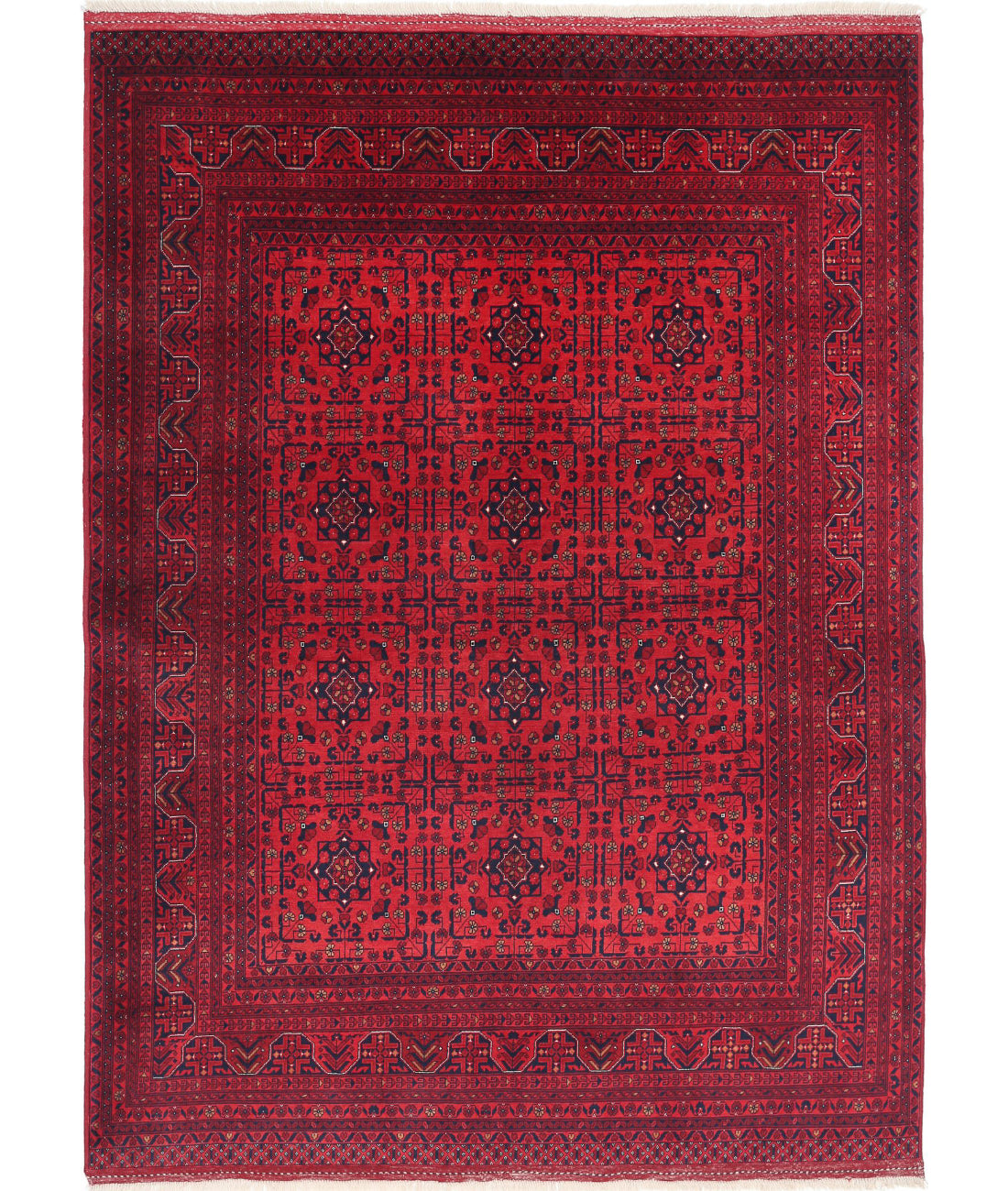 Afghan 5'7'' X 7'5'' Hand-Knotted Wool Rug 5'7'' x 7'5'' (168 X 223) / Red / Red