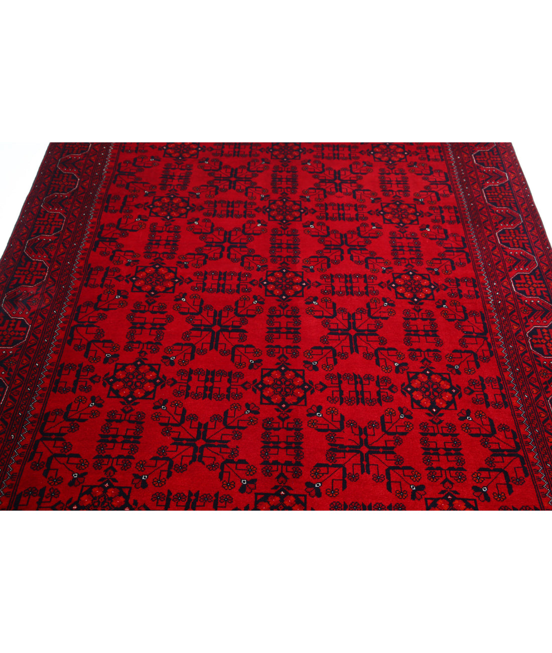 Afghan 5'2'' X 7'1'' Hand-Knotted Wool Rug 5'2'' x 7'1'' (155 X 213) / Red / Red