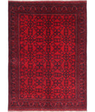 Afghan 5'2'' X 7'1'' Hand-Knotted Wool Rug 5'2'' x 7'1'' (155 X 213) / Red / Red