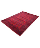 Afghan 5'6'' X 7'5'' Hand-Knotted Wool Rug 5'6'' x 7'5'' (165 X 223) / Red / Red