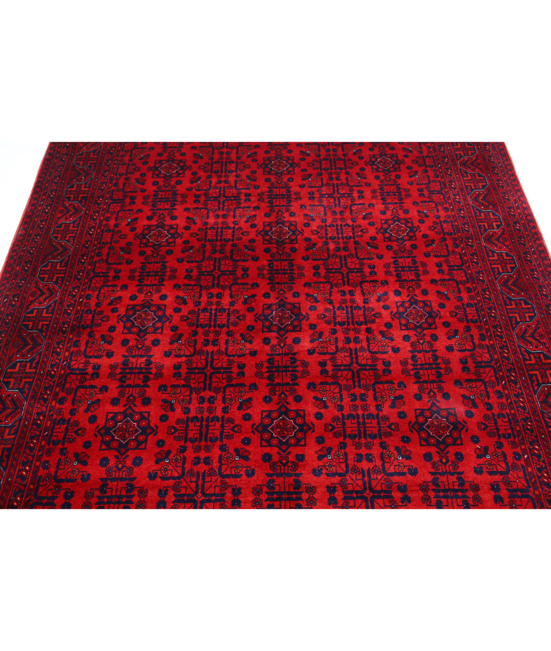 Afghan 5'6'' X 7'5'' Hand-Knotted Wool Rug 5'6'' x 7'5'' (165 X 223) / Red / Red