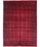 Afghan 5'6'' X 7'5'' Hand-Knotted Wool Rug 5'6'' x 7'5'' (165 X 223) / Red / Red