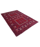 Afghan 5'4'' X 7'11'' Hand-Knotted Wool Rug 5'4'' x 7'11'' (160 X 238) / Red / Red