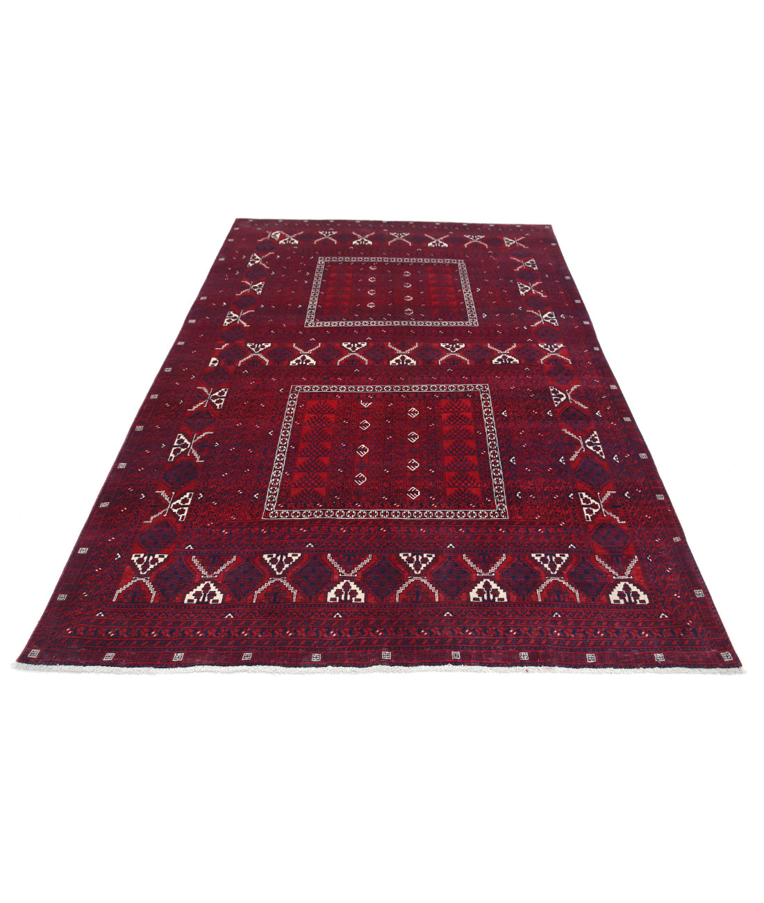 Afghan 5'4'' X 7'11'' Hand-Knotted Wool Rug 5'4'' x 7'11'' (160 X 238) / Red / Red