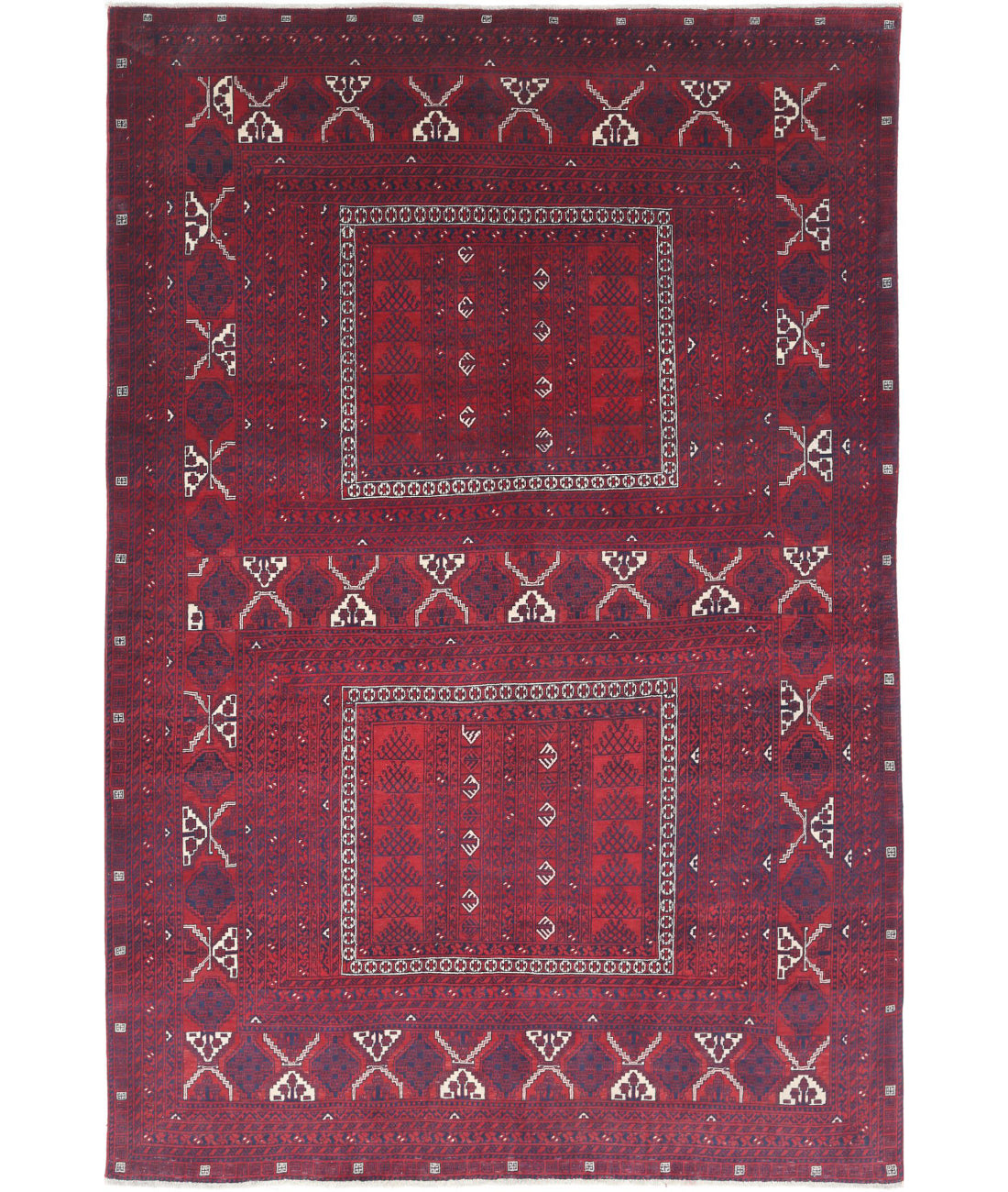 Afghan 5'4'' X 7'11'' Hand-Knotted Wool Rug 5'4'' x 7'11'' (160 X 238) / Red / Red