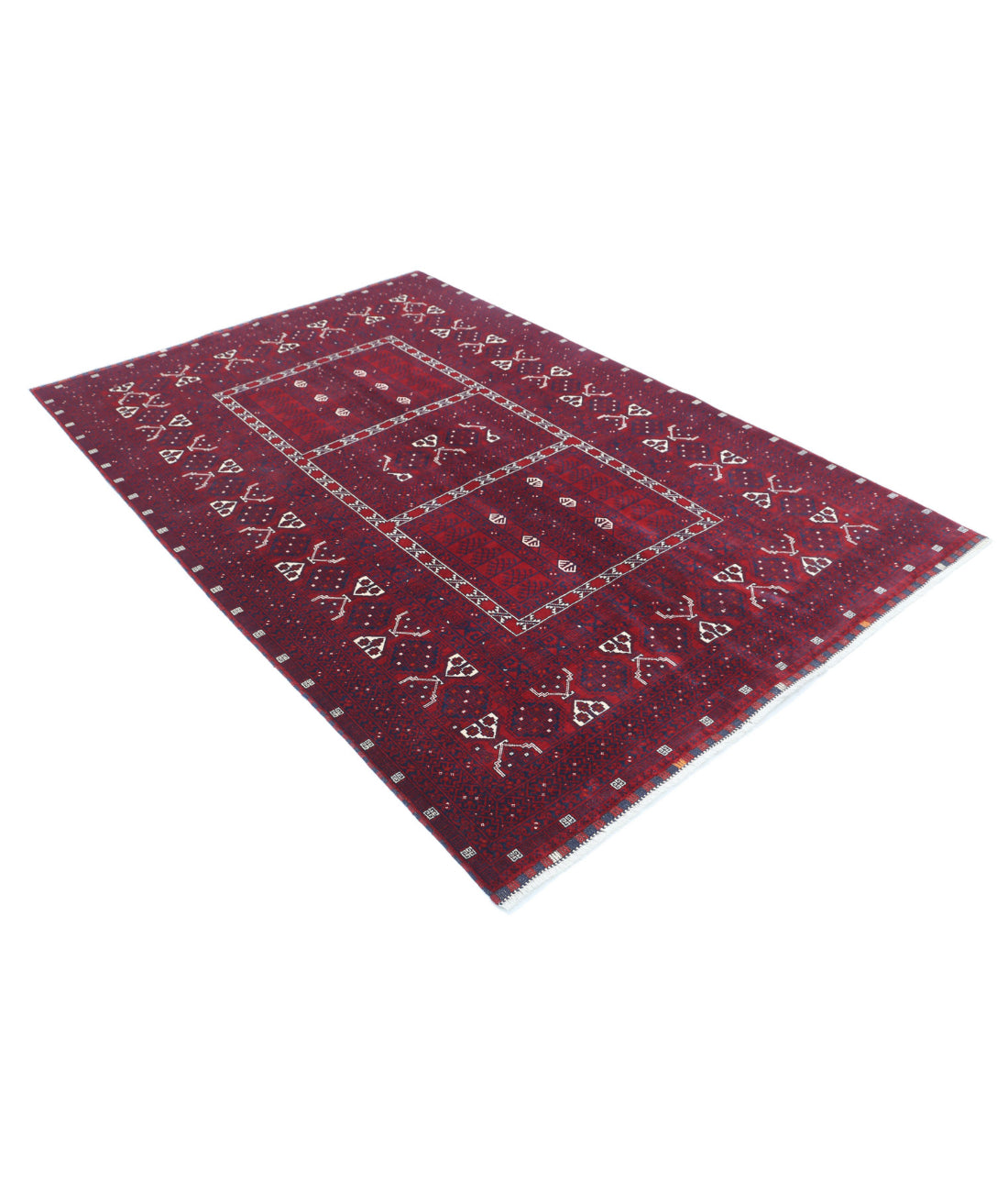 Afghan 5'4'' X 8'0'' Hand-Knotted Wool Rug 5'4'' x 8'0'' (160 X 240) / Red / Red