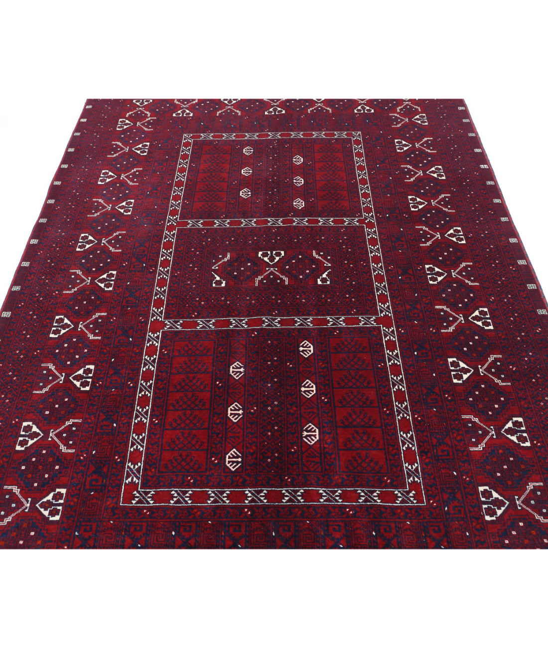 Afghan 5'4'' X 8'0'' Hand-Knotted Wool Rug 5'4'' x 8'0'' (160 X 240) / Red / Red