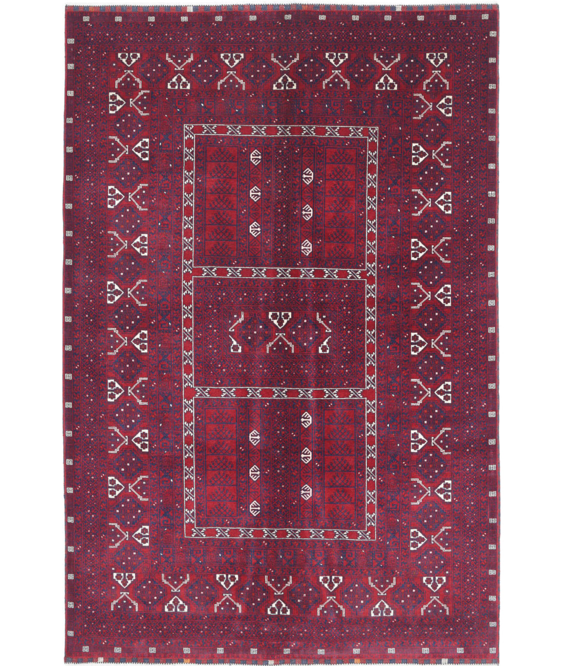 Afghan 5'4'' X 8'0'' Hand-Knotted Wool Rug 5'4'' x 8'0'' (160 X 240) / Red / Red