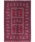 Afghan 5'4'' X 8'0'' Hand-Knotted Wool Rug 5'4'' x 8'0'' (160 X 240) / Red / Red