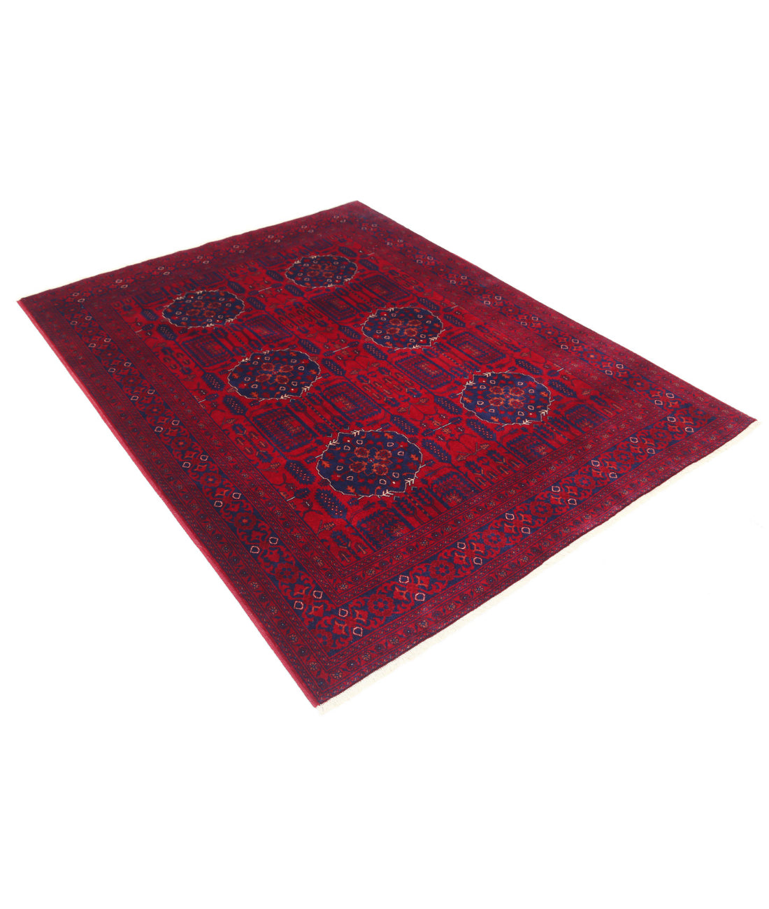 Afghan 4'11'' X 6'3'' Hand-Knotted Wool Rug 4'11'' x 6'3'' (148 X 188) / Red / Red