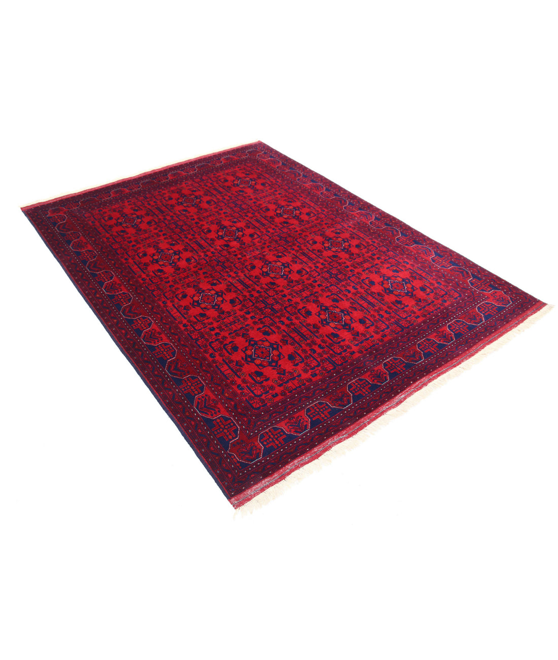 Afghan 4'11'' X 6'5'' Hand-Knotted Wool Rug 4'11'' x 6'5'' (148 X 193) / Red / Red