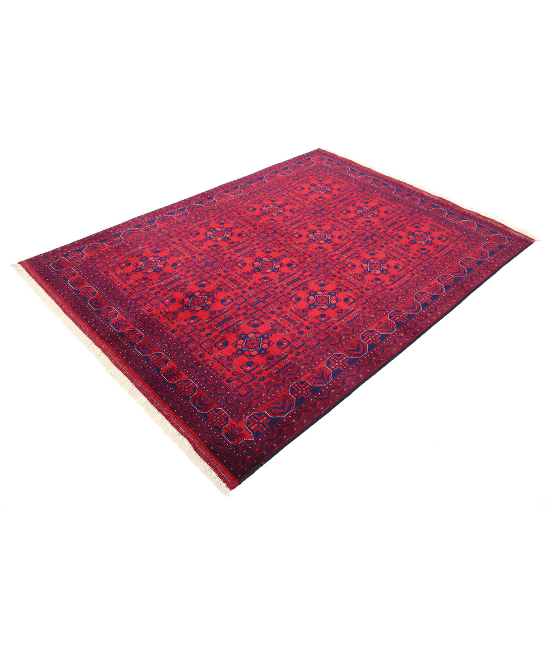 Afghan 4'11'' X 6'5'' Hand-Knotted Wool Rug 4'11'' x 6'5'' (148 X 193) / Red / Red