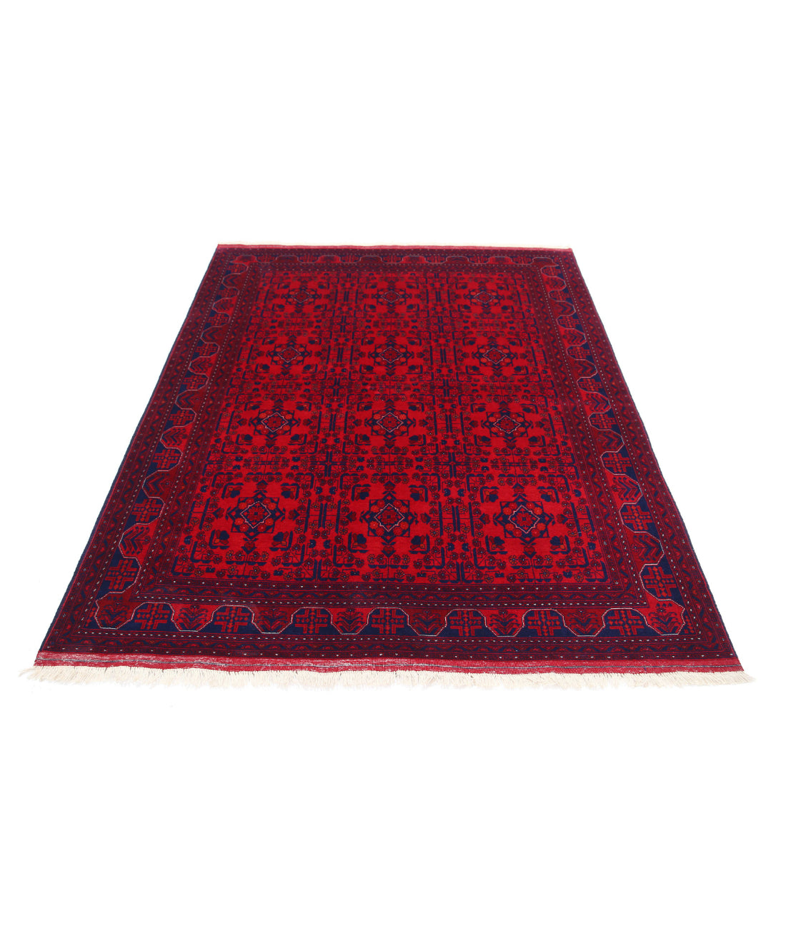 Afghan 4'11'' X 6'5'' Hand-Knotted Wool Rug 4'11'' x 6'5'' (148 X 193) / Red / Red