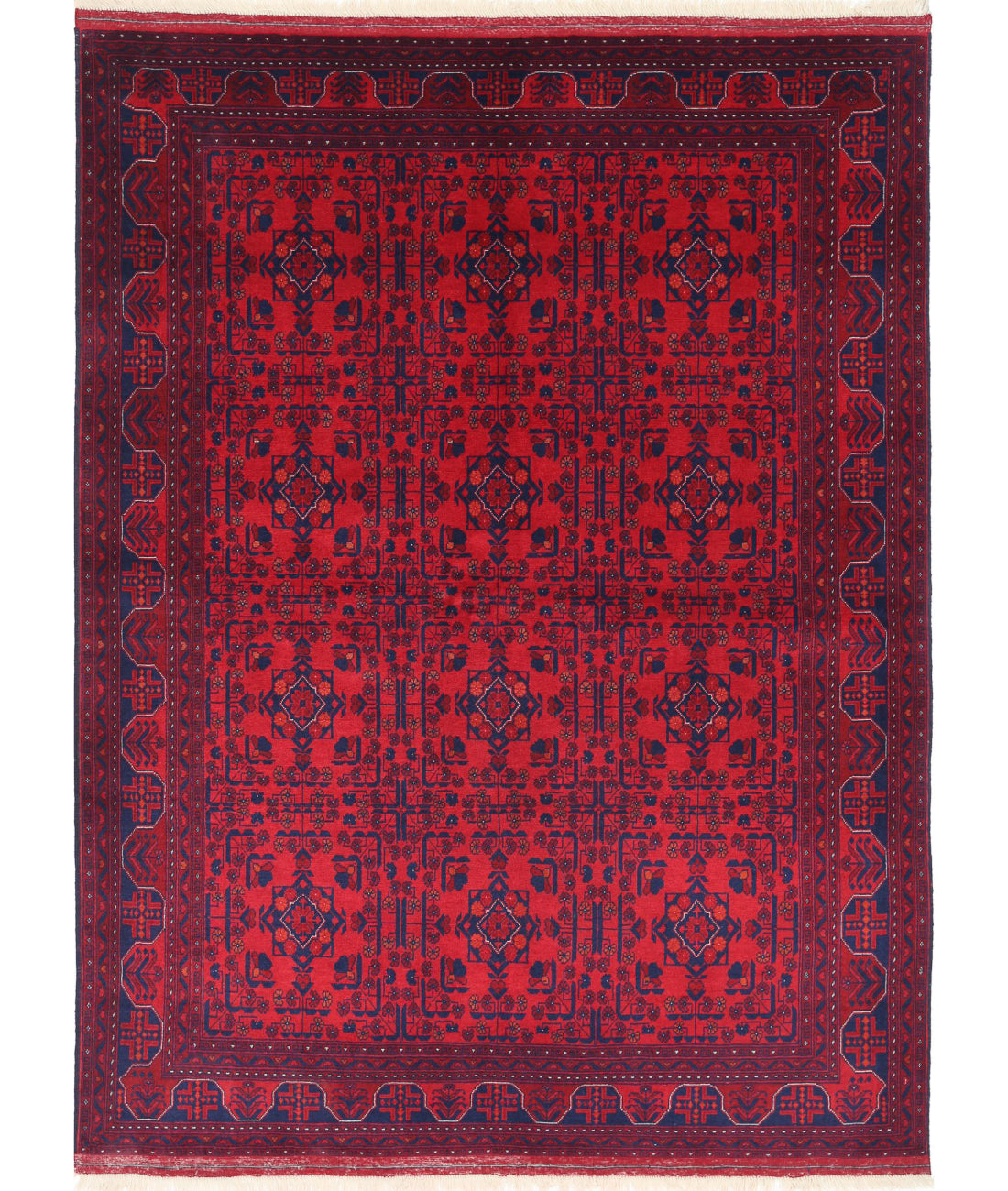 Afghan 4'11'' X 6'5'' Hand-Knotted Wool Rug 4'11'' x 6'5'' (148 X 193) / Red / Red