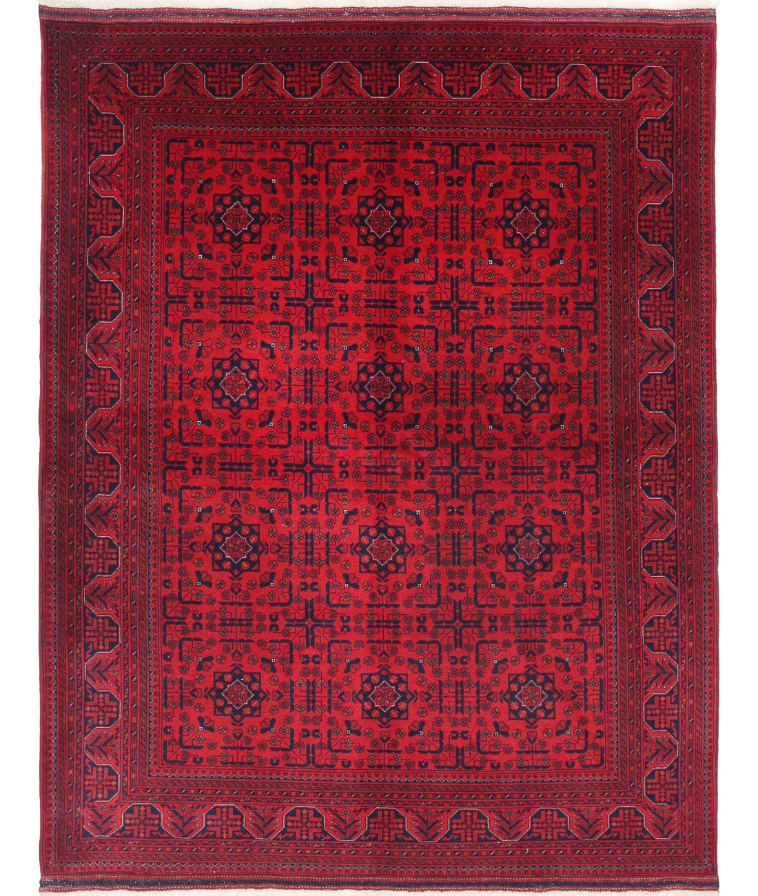 Afghan 5'1'' X 6'5'' Hand-Knotted Wool Rug 5'1'' x 6'5'' (153 X 193) / Red / Red