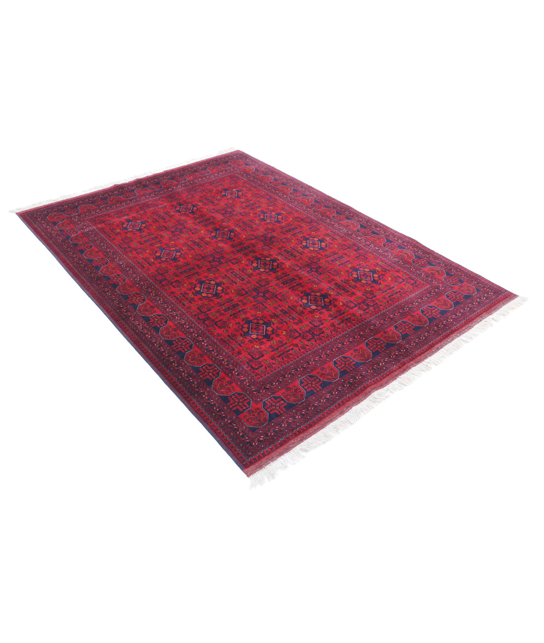 Afghan 4'10'' X 6'5'' Hand-Knotted Wool Rug 4'10'' x 6'5'' (145 X 193) / Red / Red